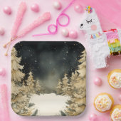 Rustieke Gouden Kerstmis Papieren Bordje (Feest)