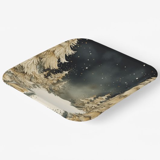 Rustieke Gouden Kerstmis Papieren Bordje (Gebogen)