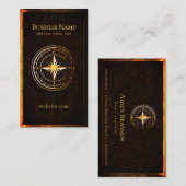 Rustieke gouden kompas nautische boot visitekaartje (Voorkant / Achterkant)