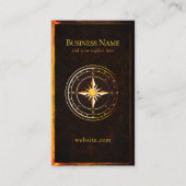 Rustieke  gouden kompas nautische boot visitekaartje (Voorkant)