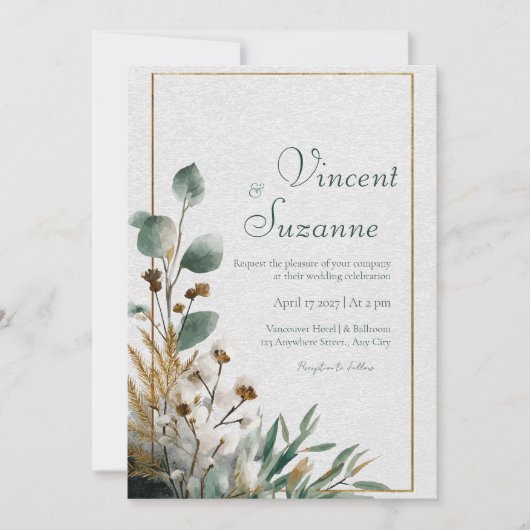 Rustieke Gouden Lijst Eucalyptus Orchidee Botanisc Kaart (Voorkant)