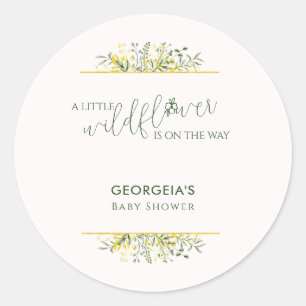 Rustieke Gouden Lijst Korenbloemen op Weg  Baby Sh Ronde Sticker