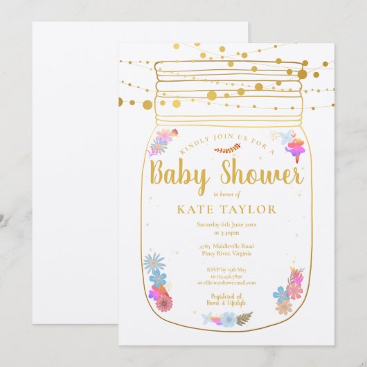 Rustieke gouden metslingerlampjes in een glazen po kaart (Voorkant / Achterkant)