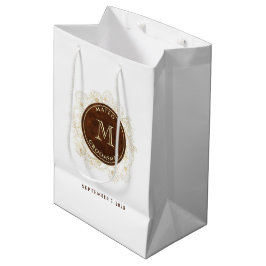 Rustieke gouden monogram bruidsjonkers medium cadeauzakje