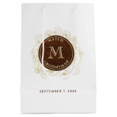 Rustieke gouden monogram bruidsjonkers medium cadeauzakje (Achterkant)