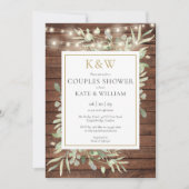 Rustieke Gouden Monogram Groene Foto Koppel Bruisp Kaart (Voorkant)