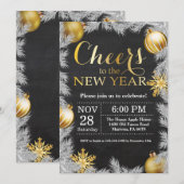 Rustieke Gouden Nieuwjaarsfeest Uitnodiging (Voorkant / Achterkant)