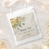 Rustieke Gouden Rozen op Damask Bruiloft Bedankzakje (Geknipt)