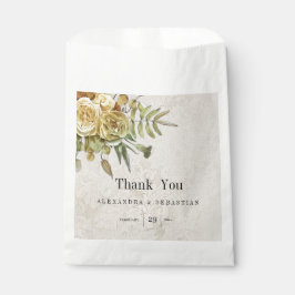 Rustieke Gouden Rozen op Damask Bruiloft Bedankzakje