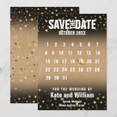 Rustieke Gouden Sterren Kalender Bewaar de Datum Kaart (Voorkant / Achterkant)