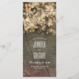 Rustieke Gouden Strijklichten Trouwprogramma's Programmakaart