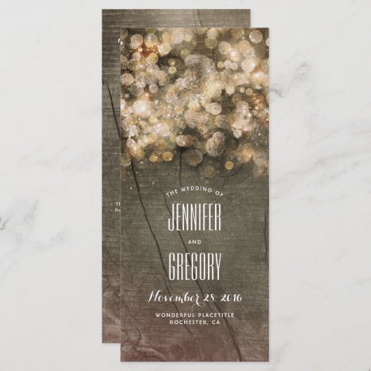 Rustieke Gouden Strijklichten Trouwprogramma's Programmakaart (Voorkant / Achterkant)