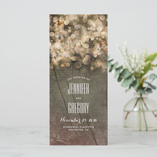 Rustieke Gouden Strijklichten Trouwprogramma's Programmakaart (Staand voorkant)