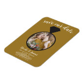 Rustieke gouden trouwring foto Save the Date Magneet (Linkerzijde)