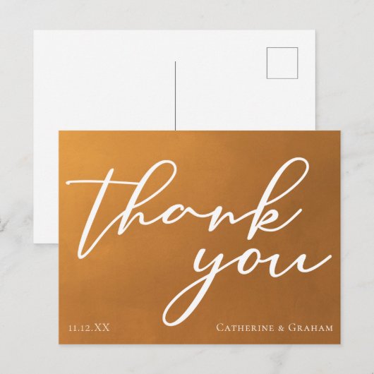 Rustieke Gouden Typografie Boho Trouw Dankjewel Briefkaart (Voorkant / Achterkant)