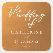 Rustieke Gouden Typografie Custom Wedding Kartonnen Onderzetters (Voorkant)