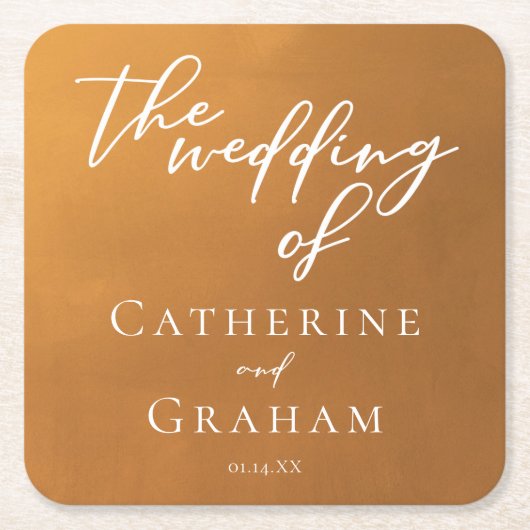 Rustieke Gouden Typografie Custom Wedding Kartonnen Onderzetters (Voorkant)