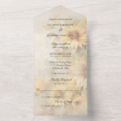 Rustieke gouden zonnebloemen all in one uitnodiging (Binnen)