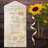 Rustieke gouden zonnebloemen all in one uitnodiging