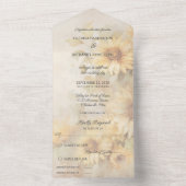 Rustieke gouden zonnebloemen all in one uitnodiging (Binnen)