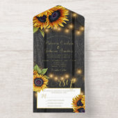 Rustieke gouden zonnebloemen hout bruiloft gouden  all in one uitnodiging (Binnenkant)
