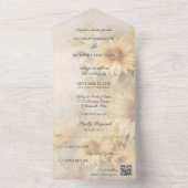 Rustieke Gouden Zonnebloemen QR Code All In One Uitnodiging (Binnen)