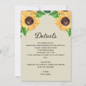 Rustieke gouden zonnebloemen trouwdetails kaart (Voorkant)