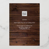 Rustieke GOUDFOLIE Foto Collage Houten Save the Da Folie Uitnodiging (Achterkant)