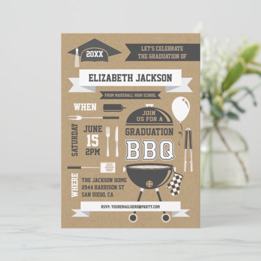 Rustieke Gradiënt BBQ Uitnodiging (Staand voorkant)