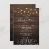 Rustieke Graduation Party 2024 String Lights Kaart (Voorkant / Achterkant)