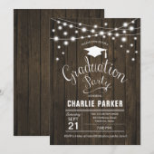 Rustieke Graduation Party Houten Patroon Kaart (Voorkant / Achterkant)