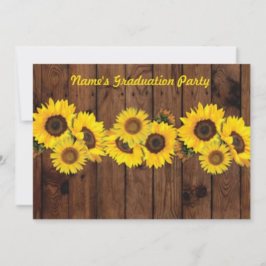 Rustieke Graduation Party Jar Wood Zonnebloem Foto Kaart (Achterkant)