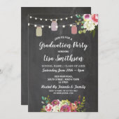 Rustieke Graduation Party Jars Krijt Bloemen Uitno Kaart (Voorkant / Achterkant)