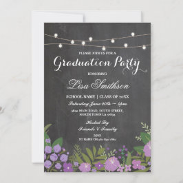 Rustieke Graduation Party Krijt Lila Bloemen Bloem Kaart