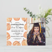 Rustieke Graduation Party Pompoen Waterverf Foto Kaart (Staand voorkant)