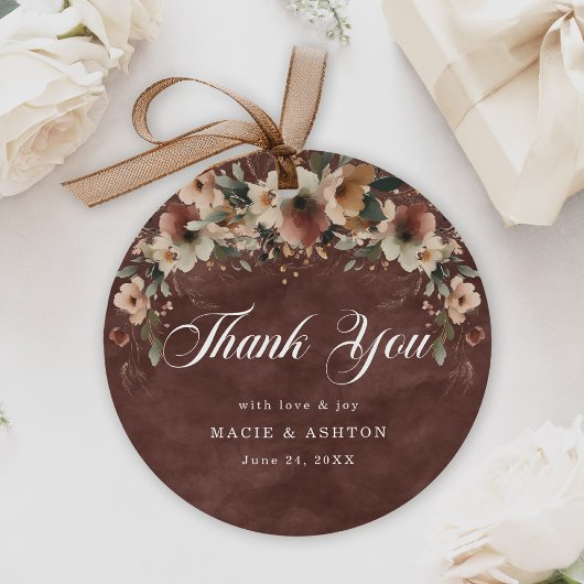 Rustieke Granaat Boho Bloemen Border Bruiloft Dank Bedankjes Labels