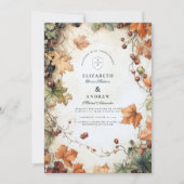 Rustieke Grapevine herfstbruiloft Kaart (Voorkant)