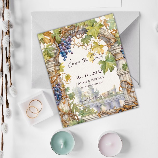 Rustieke Grapevine Vineyard Wedding Save the Date (Rustic Grapevine Vineyard Wedding Save the Date Invitation )