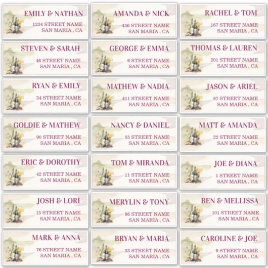 Rustieke Grapevine Wedding Guest Adresetiketten Sticker (Voorkant)