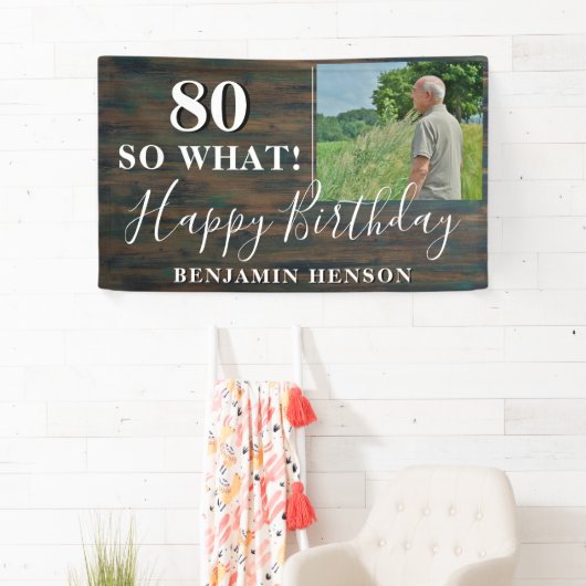 Rustieke Grappige 80 Dus wat 80e verjaardag Party Spandoek (Insitu)