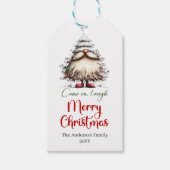 Rustieke grappige Kerstman kerstcadeautag kunstwer Cadeaulabel (Voorkant)