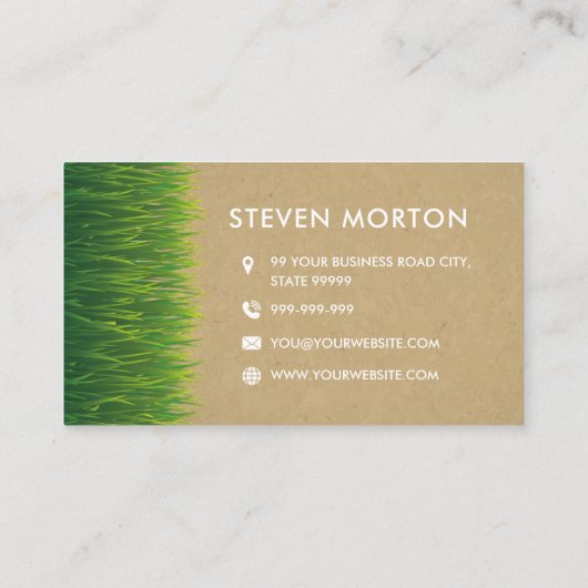 Rustieke grasverzorging gras snijden tuinieren maa visitekaartje (Achterkant)