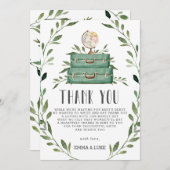 Rustieke Green Adventure Baby shower koffer Bedankkaart (Voorkant / Achterkant)