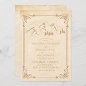 Rustieke Green Pine Bossen Mountain Sketch Verlovi Kaart (Voorkant / Achterkant)