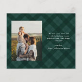 Rustieke Green Plaid Budget Foto Kerst Kaart (Achterkant)