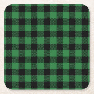 Rustieke Green Plaid Patroon Vakantie Kartonnen Onderzetters