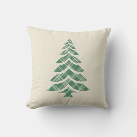 Rustieke Green Plaid Pine Tree Kerstmis Kussen (Voorkant)
