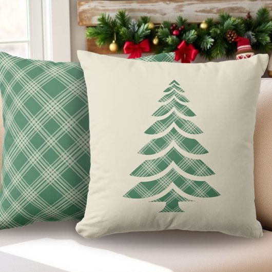 Rustieke Green Plaid Pine Tree Kerstmis Kussen
