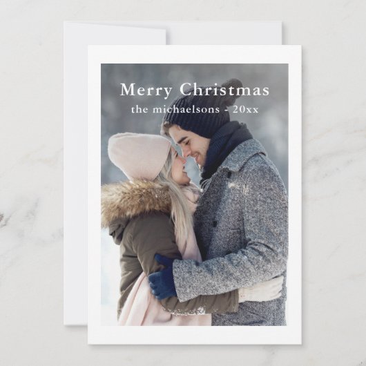 Rustieke Green Plaid Vrolijk Kerstfeest Foto Vakan Feestdagenkaart (Voorkant)