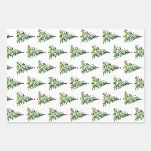 Rustieke Green Plaid Waterverf kerstboom Inpakpapier Vel (Voorkant)